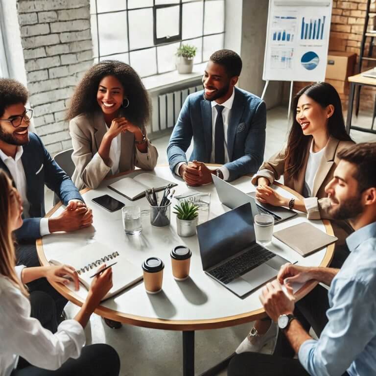 Photo de réunion de groupe, en entreprise.